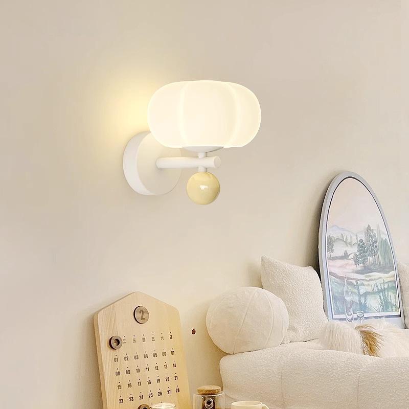 Cream Pumpkin Style Wall Lamp - Warm & Romantic Lighting for Bedroom, Living Room, or Aisle