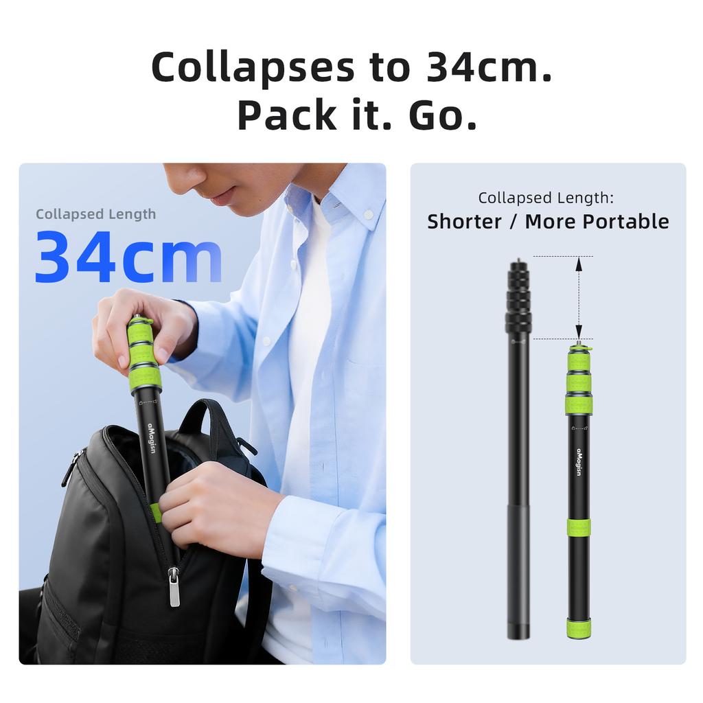 Aluminum Alloy Telescopic Stick Multi-Purpose Riding Selfie Sticks 1/4" Thread Motorcycle Mount Kit for Insta360/GoPro/DjI/SJCAM