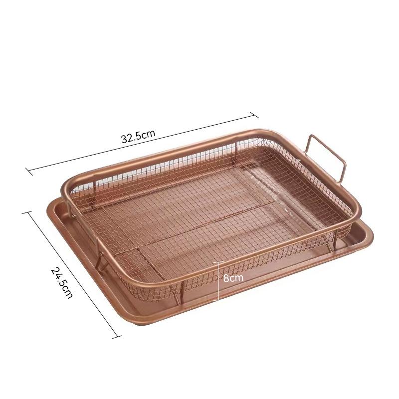 Baking Tray Oil Frying Baking Pan Stainless Steel Non-Stick Chips Basket Baking Dish Grill Mesh Square Frying Colander