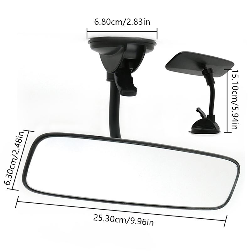 Wide-Angle Car Rear View Mirror Suction Cup Hose Auto Interior Rearview Mirror 360° Rotatable Universal Car Rear Mirror
