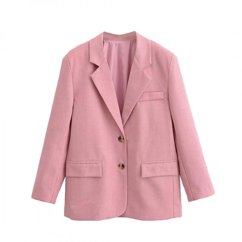 2025 Winter European & American Style Pink Blazer - Fashionable, Simple, and Sweet 2031867 S