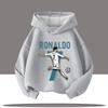 Sudadera con capucha cálida para niños, Sudadera con gráfico de figura de estrella de fútbol atlética vista posterior, Top casual de manga larga Otoño Invierno para uso diario de niños
