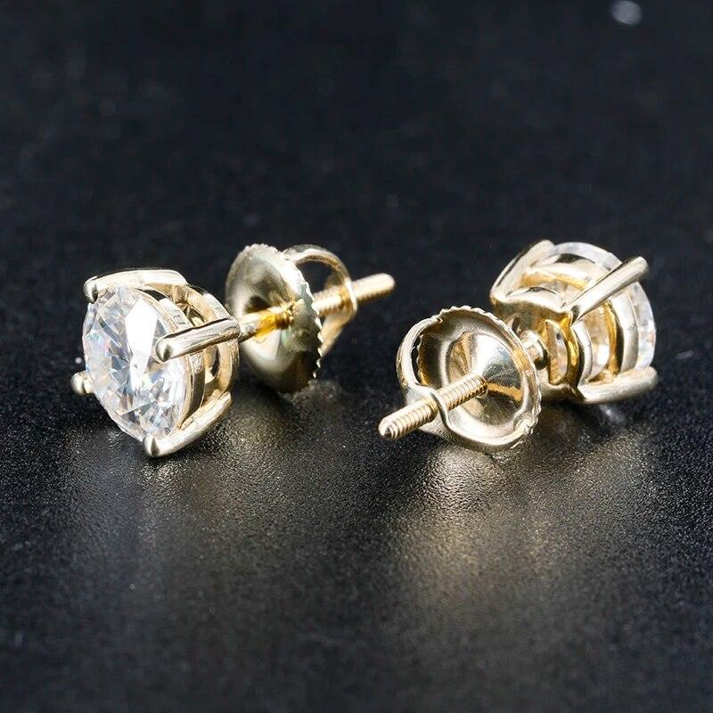 

Круглые серьги с муассанитом цвета D, 4 зубца, завинчивающиеся назад, 0,2-10 карат, VVS1, серьги-гвоздики с муассанитом и бриллиантами, позолоченные 14 карат, прошли тест 0.2ct(3mmx2)