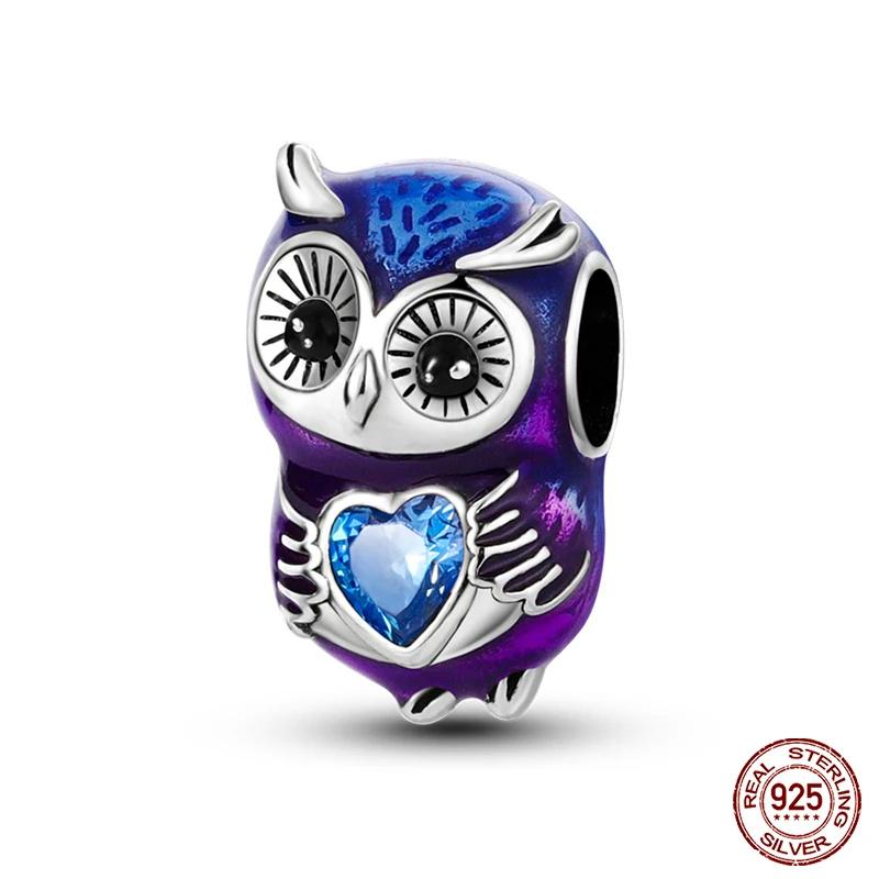 Copper Purple Series Pony Bear Butterfly Shape Charm Beads For 3Mm Original Bracelet Diy Women Jewelry Gift