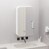 Arc-shaped mirror cabinet, small apartment bathroom, toilet washbasin, white waterproof storage, wall-mounted