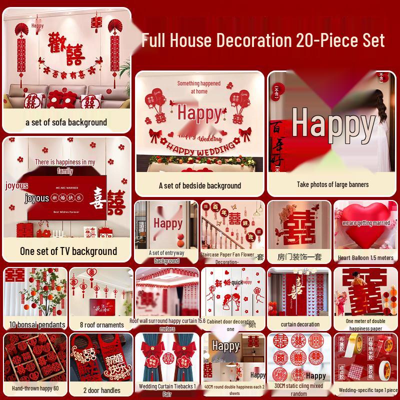 Wedding Ceremony Room Décor Set: Bridal & Groom's Room, Living Room Sofa & Background Wall Decorations