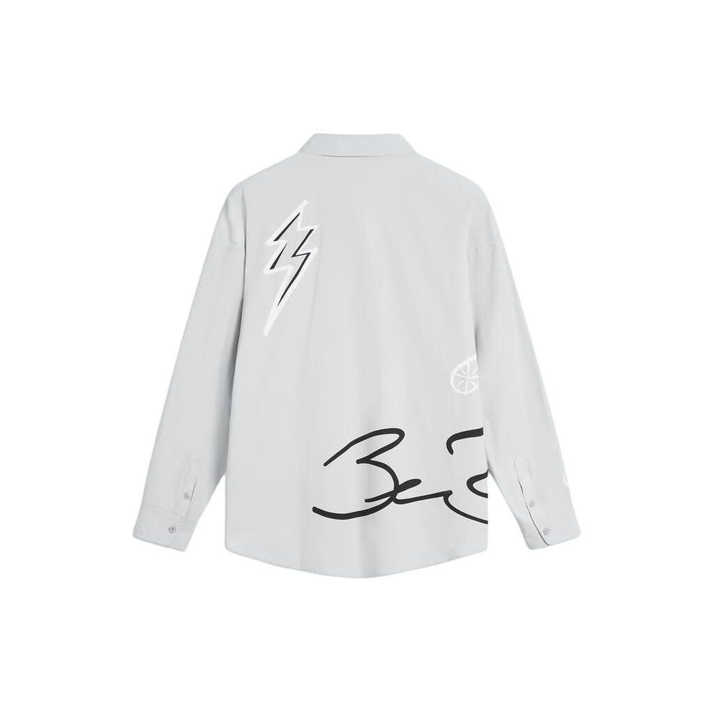 Li-Ning Wade Series Printed Polo Collar Loose Jacket Men Jackets Mist-Gray AFDU407-3