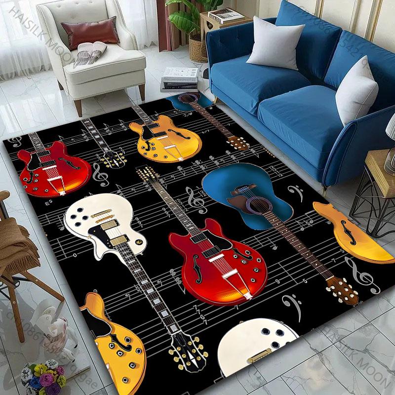 6 Styles Rock Guitar Pattern Carpet for Living Room Bedroom Sofa Home Decor Non-slip Floor Mat Large Size Holiday Gift