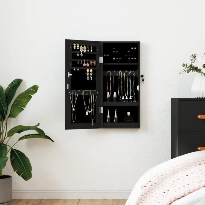 VidaXL Armoire à bijoux avec miroir murale noir 30x8,5x67 cm 353209