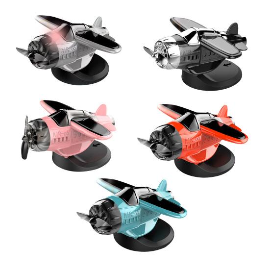 Solar Powered Airplane Car Ornament Dashboard Aircraft Model with Suction Cup 360 Degrees  Rotating Propeller Center Console Drift Accessory