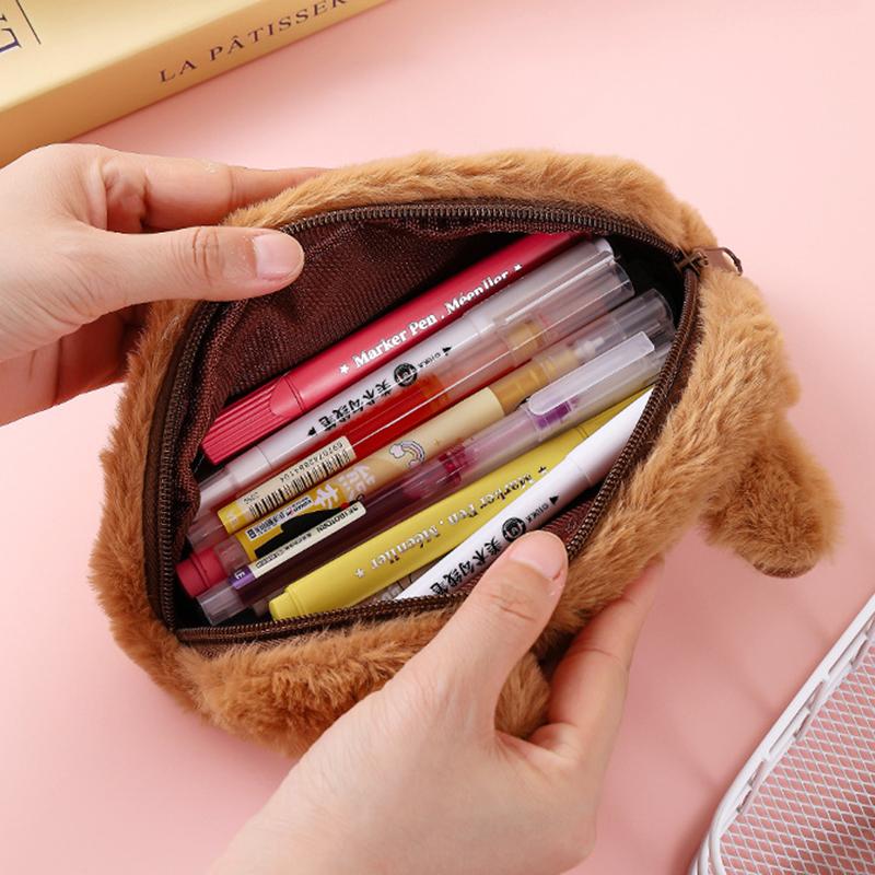 Cute Capibala Plush Pencil Case, Cartoon Stationery Storage Bag, Large Capacity Stationery Box