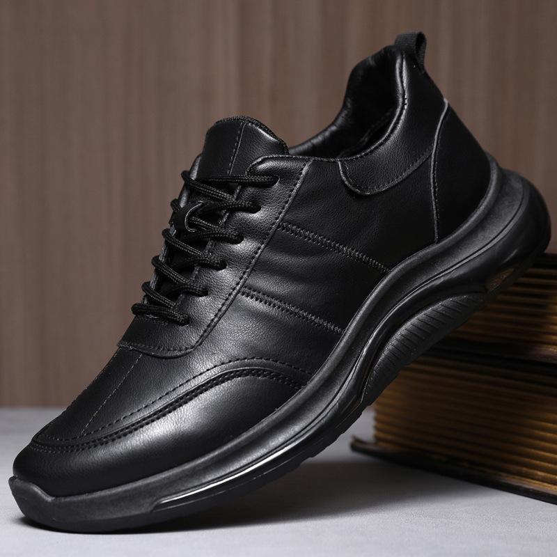 Men's shoes 2025 autumn new fashion leather casual running chef shoes soft leather running shoes men