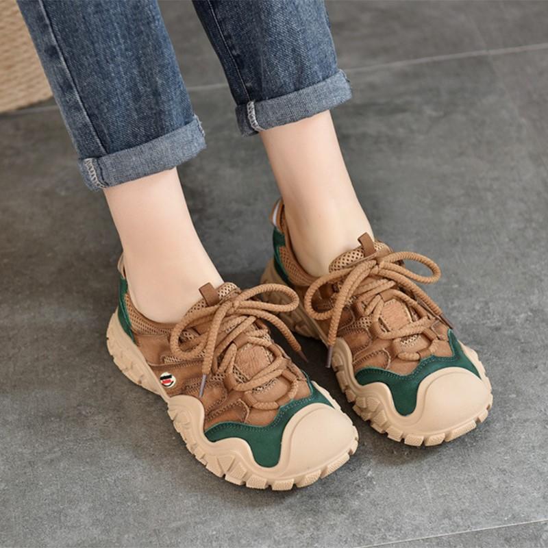 Johnature Pantofi sport din piele naturală pantofi cu șireturi pantofi damă din piele de vacă ocazional și versatili