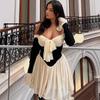 French Vintage Off Shoulder Dress Women Summer Fashion Slim Long Sleeve Slim High Waist Mini Dresses Girls Party Trendy Vacation Elegant Evening Dress