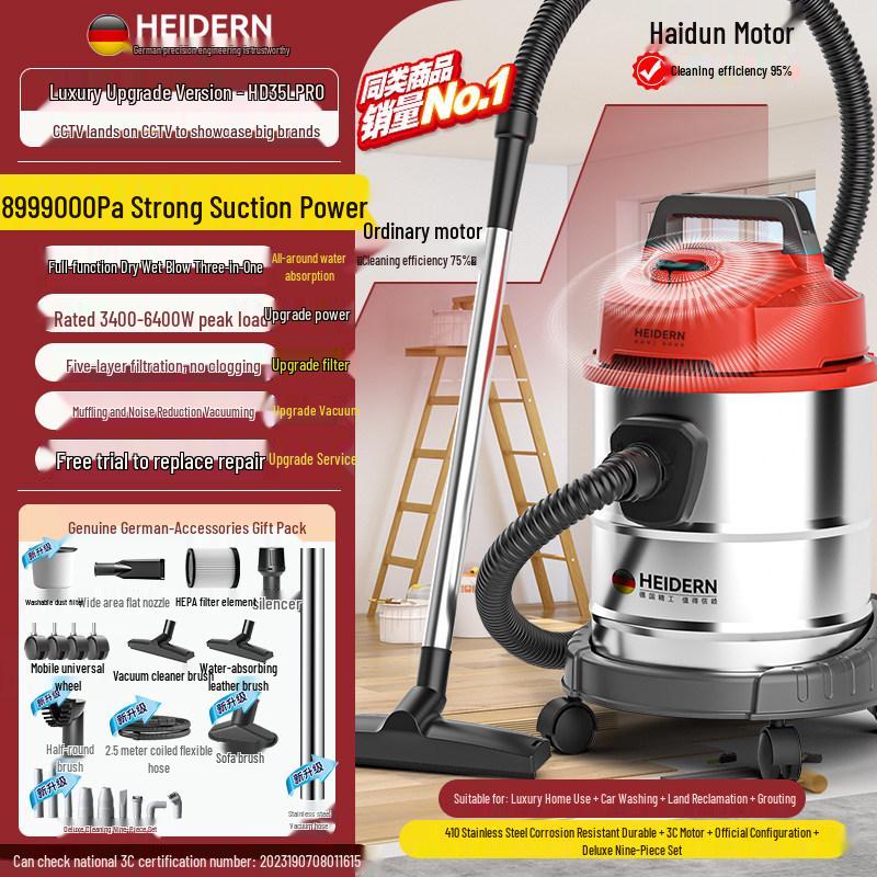 High-Power Industrial & Household Vacuum Cleaner with Strong Suction
