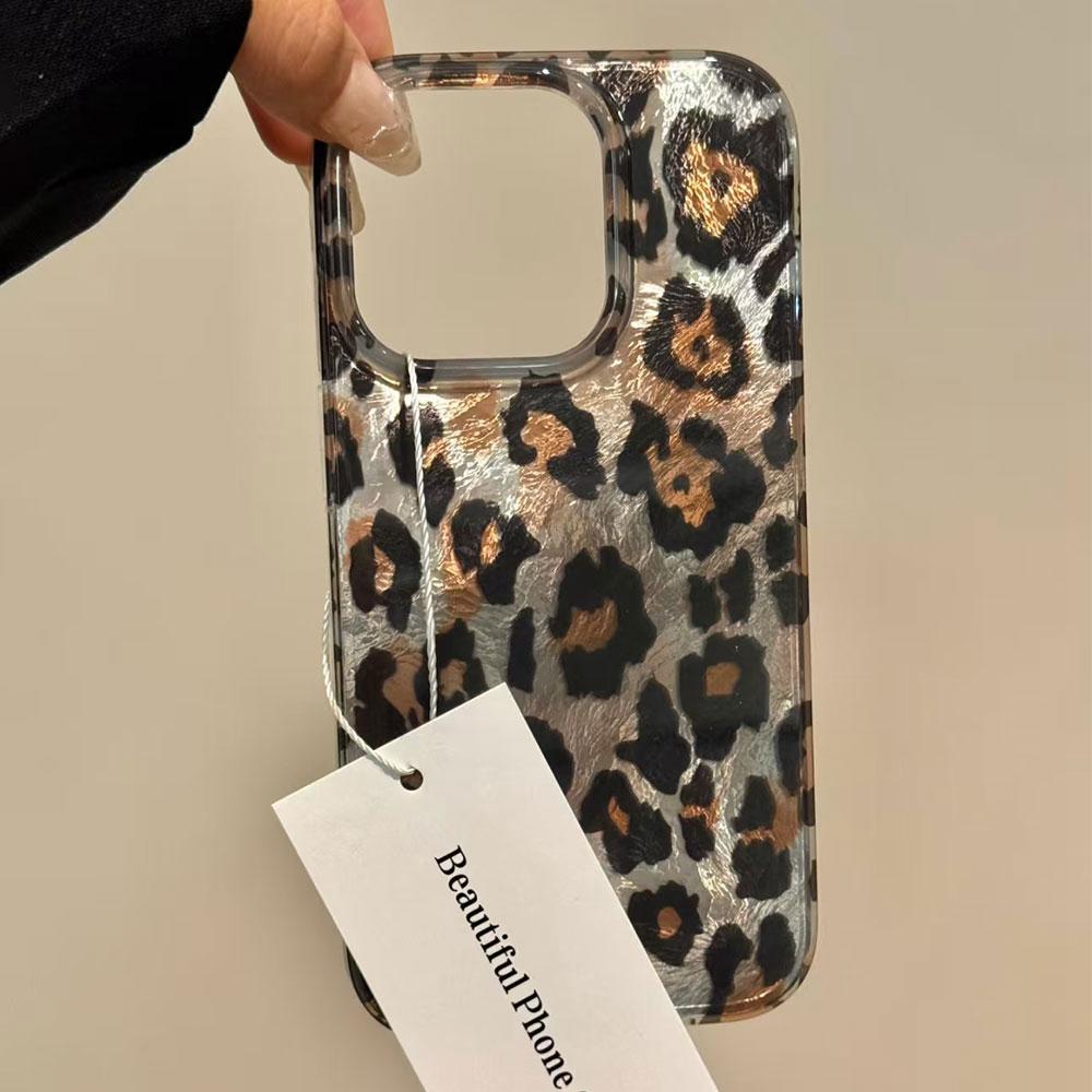 INS Korean Black Leopard Print Phone Case for iphone 17 Air 16 15 14 13 11 12 Pro Max 7 8 Plus X XS XR SE 2022 2020 16e Cover