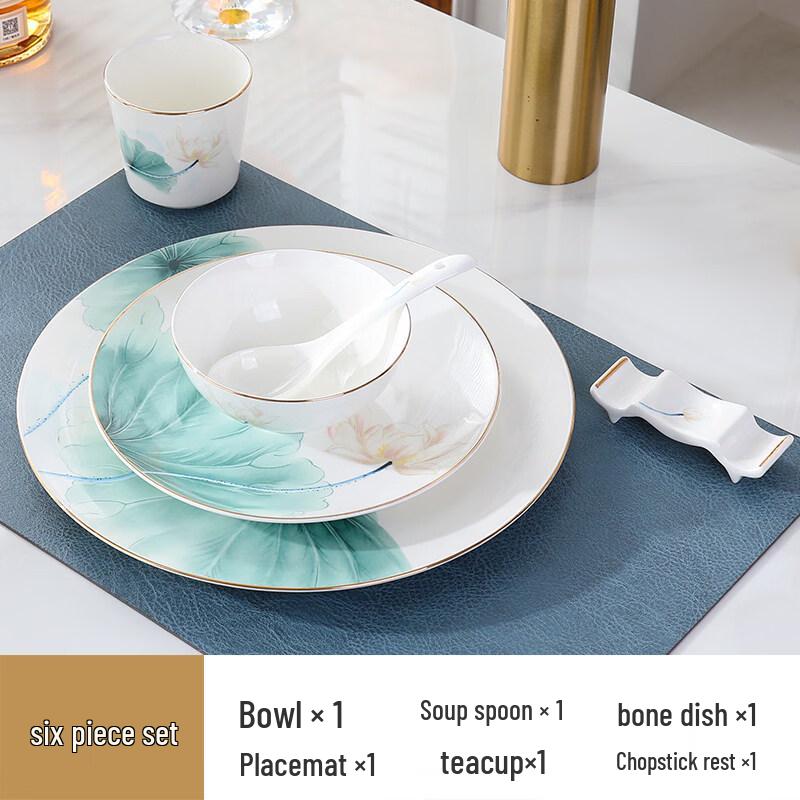 Gold Edge Lotus Ceramic Dinnerware Set
