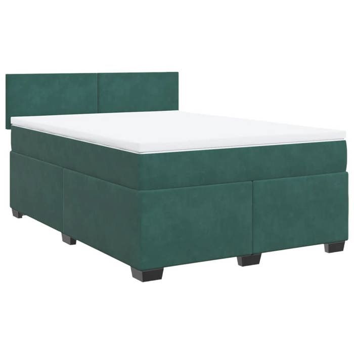 VidaXL Slatted Bed Base and Mattress Dark Green 140x200cm Velvet 3286327