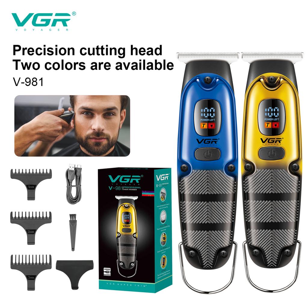 VGR Portable Electric Hair Clipper USB Charging Professional Styling Trimmer with Intelligent Digital Display Clipper Carved Home Razor Shaver V-981