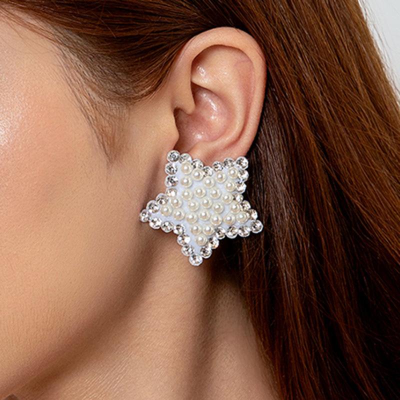 Аксессуары Универсальные Серьги-гвоздики с Имитацией Жемчуга в Форме Цветка Любовь Женские Серьги-гвоздики