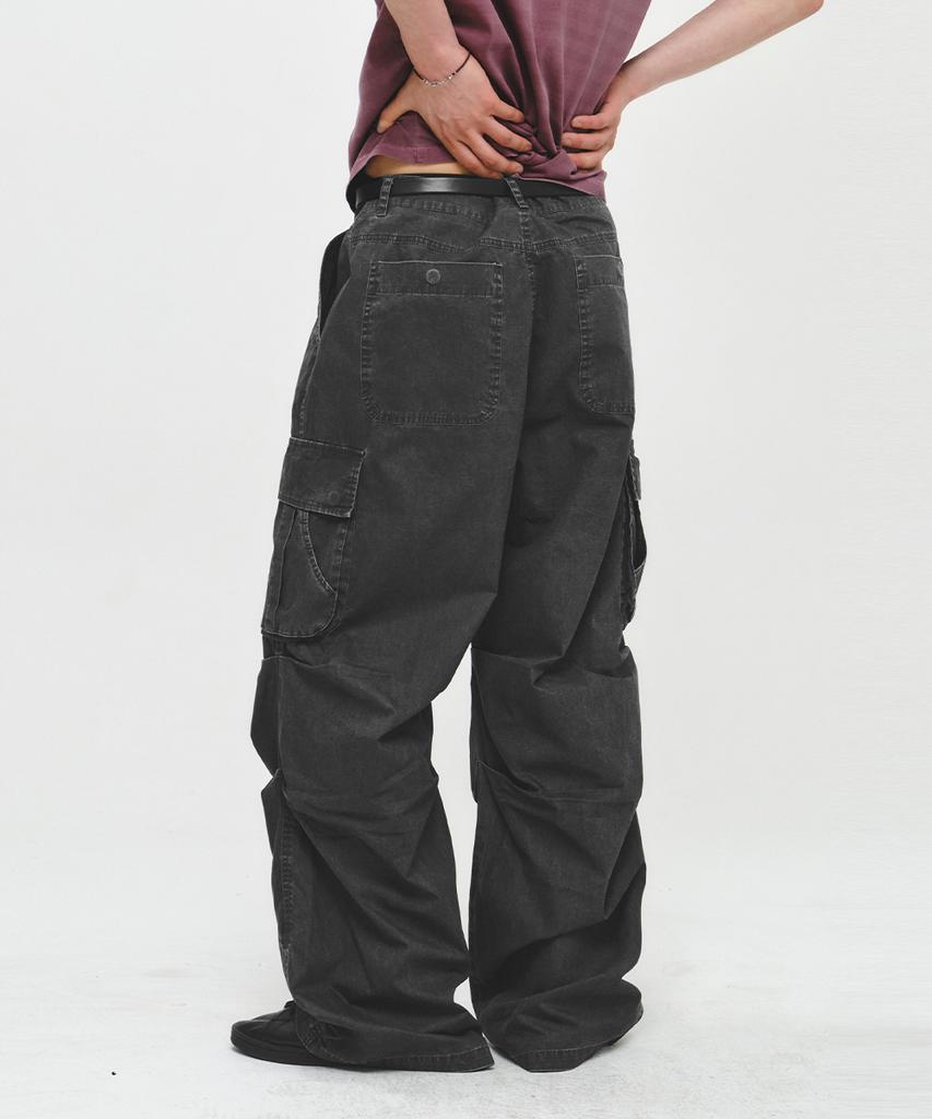 INTEMPOMOOD [Summer Fabric] Recon Fade Cargo Pants_Charcoal