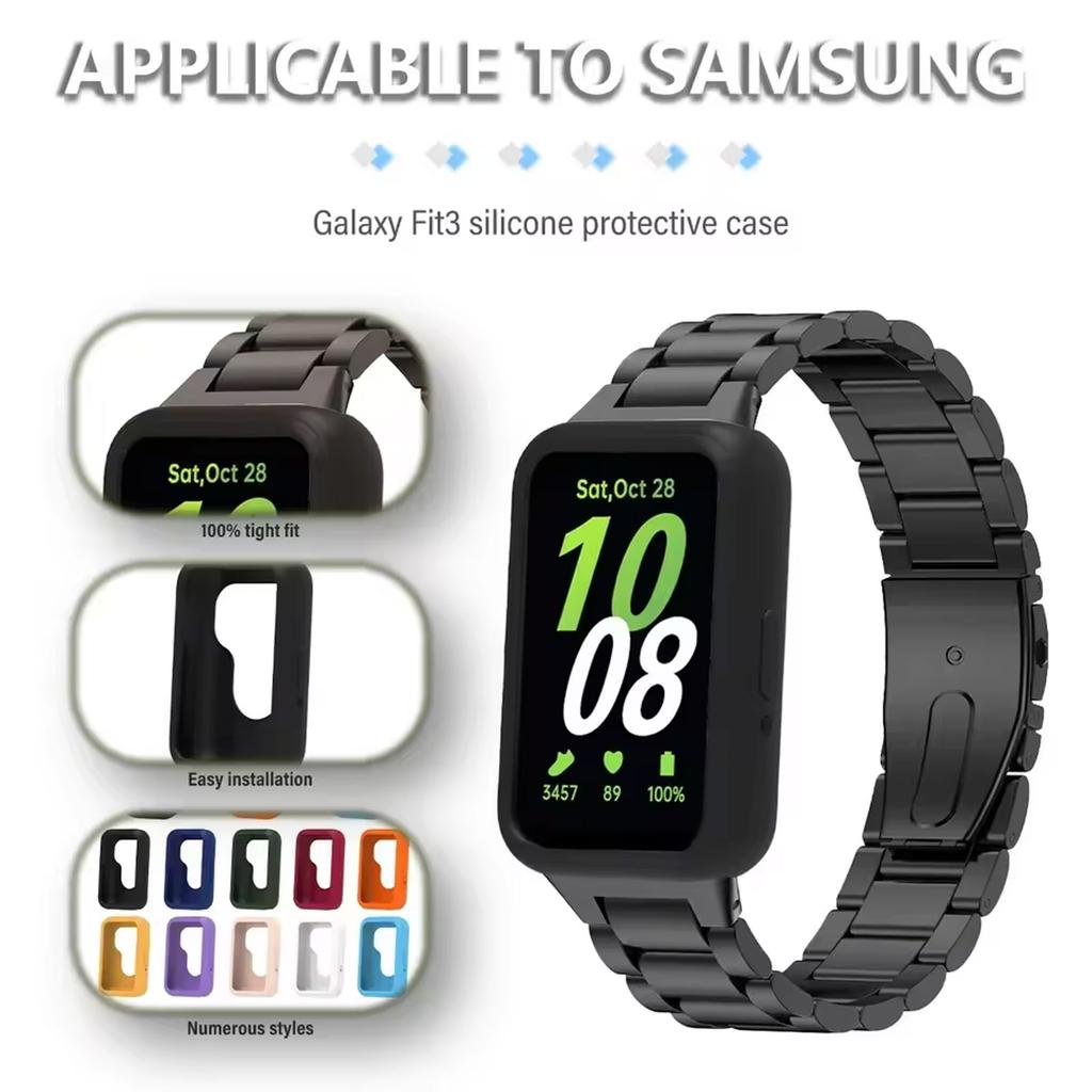 Silicone Case for Samsung Galaxy Fit 3 Smartwatch Protective Cover Accessories Screen Protector Bumper 7