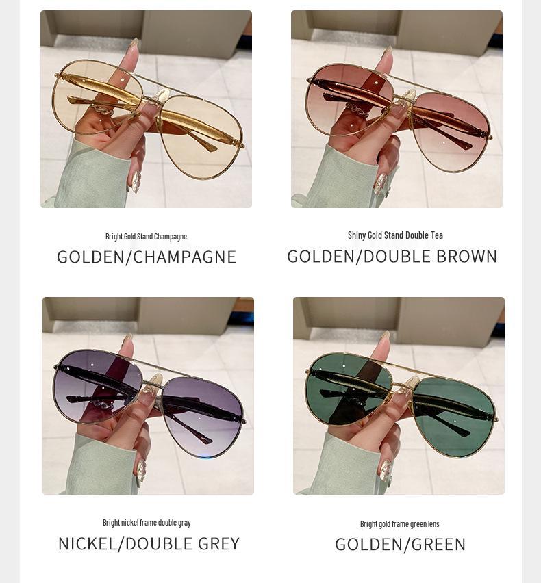 Modne damskie okulary przeciwsłoneczne aviator: Styl Europejski/Amerykański, Duża Oprawka, Retro Podwójny Mostek, Inspirowane Celebrytami Internetowymi