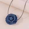 261 French small fragrant denim blue rose necklace, retro spice girl strap choker collarbone chain
