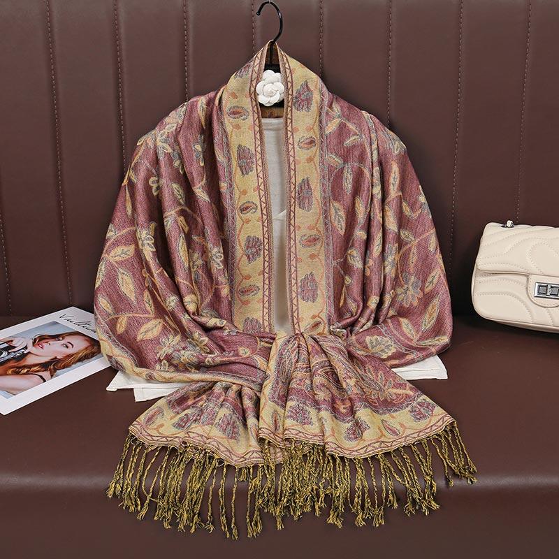Paisley Pashmina Shawl Scarf Women Jacquard Cashew Printed Scarves Borders Female Tassel Travel Blanket Wraps Ethnic Shawls