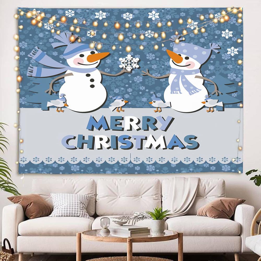 Украшение дома Счастливого Рождества сцена Рождественская елка Камин Свеча Гобелен — фото 6