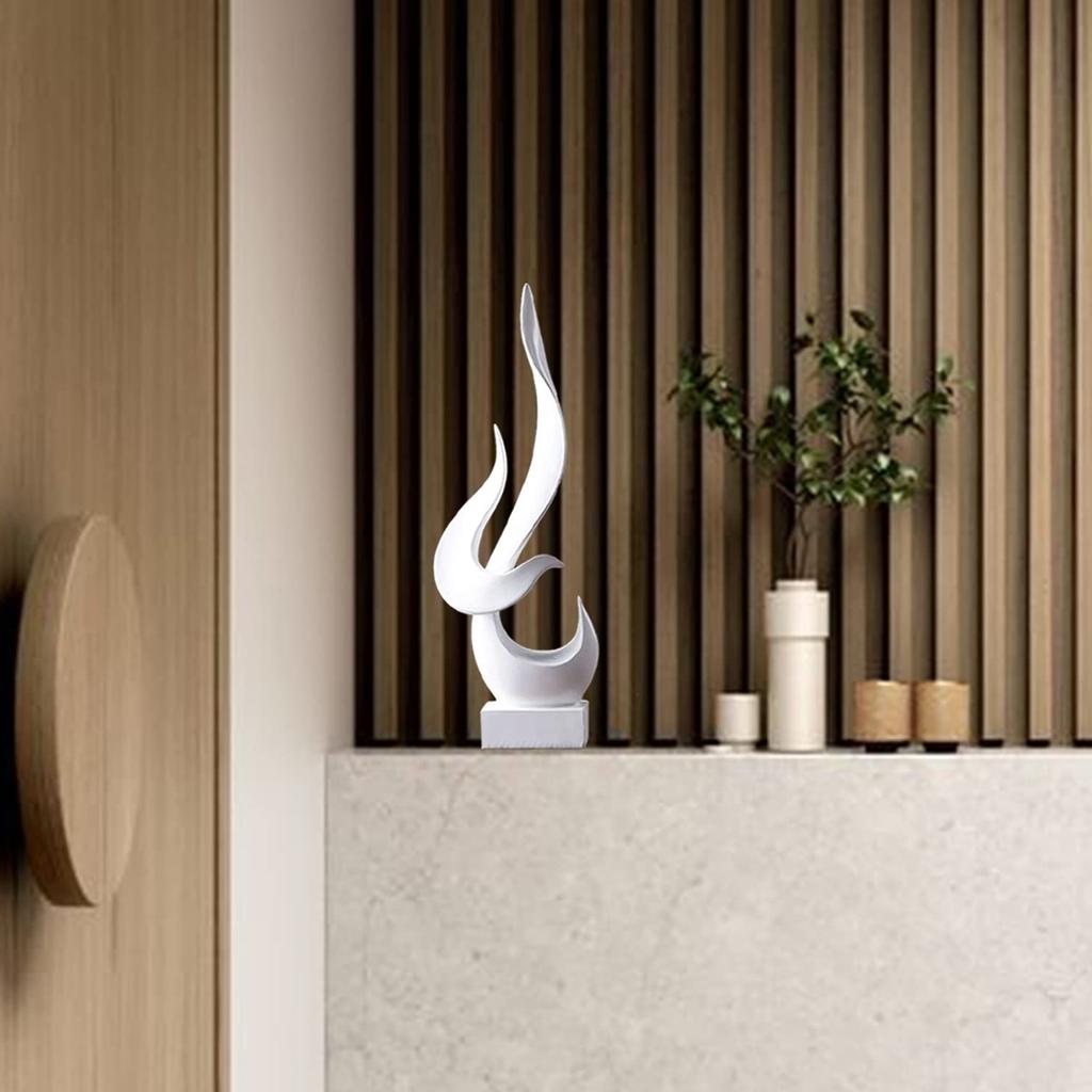 Home Décor Fire Shape Table Decorating Matte Finish Ceramic Figures - (White)