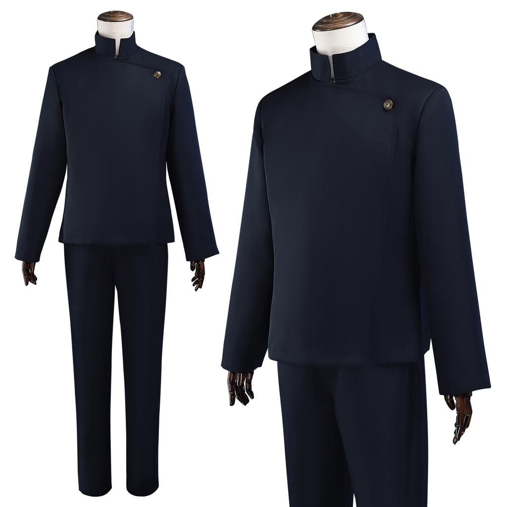 HOLOUN Jujutsu JJK Mangá Anime Suguru Geto Satoru Gojo Fantasia Cosplay Peruca Jaqueta Azul Escuro Calças Uniforme Rede Rosa Halloween