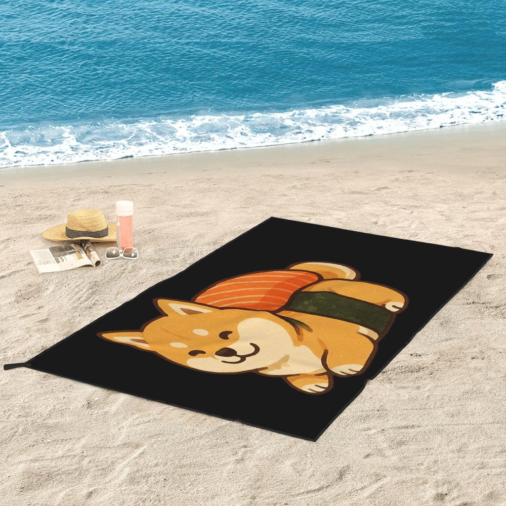 Sushi Cute Shiba Inu Dog Beach Towel Soft Microfiber Quick Dry Absorbent Quick Towels For Bath