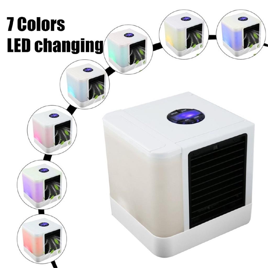 New Portable Air Conditioner Mini USB Air Cooler Humidifier Purifier 7 Colors LED Light Desktop Air Cooling Fan