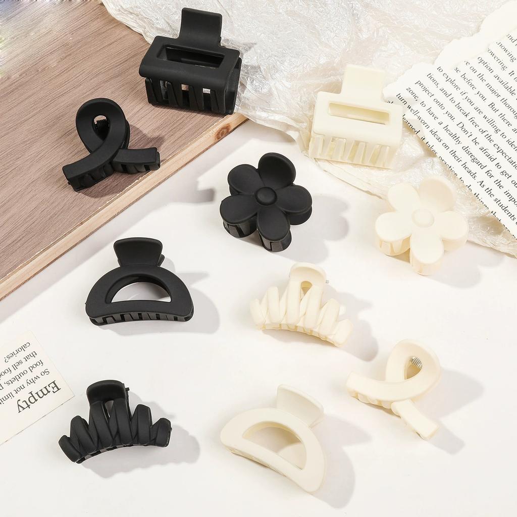 5/10 SZT Małe Klipsy do Włosów w Kształcie Kwiatka dla Kobiet Dziewcząt, Matowe Prostokątne Klipsy Szczękowe, Półokrągłe Spinki do Cienkich Włosów Akcesoria do Włosów