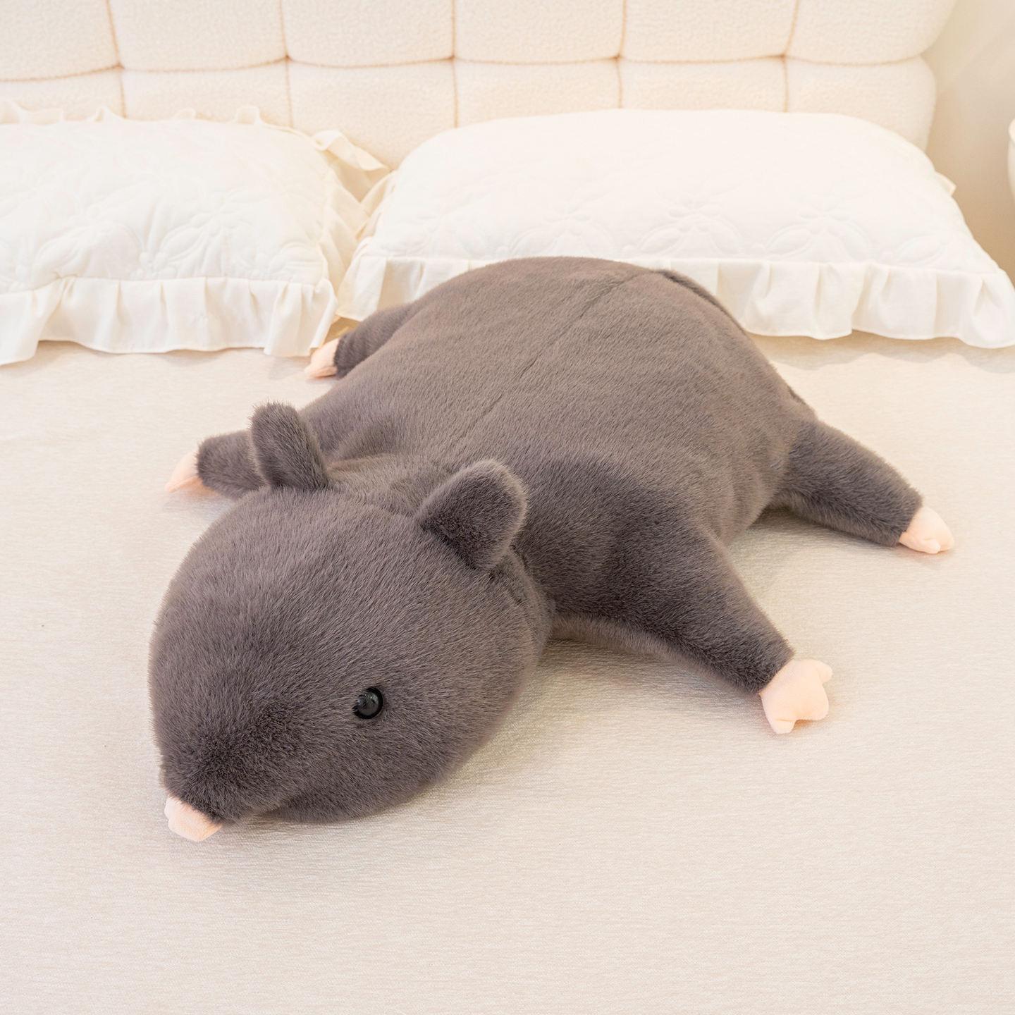 3 Größen Liegende Maus Plüschtiere Gemütliches Flauschiges Cartoon-Maus Kissen Rückenkissen Beruhigender Schlafbegleiter Heimdekoration 35cm gray