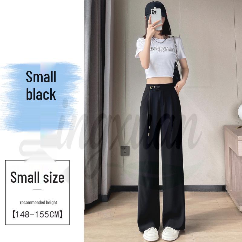 Summer 2026 Chinese Style High Waist Wide Leg Ice Silk Pants for Women