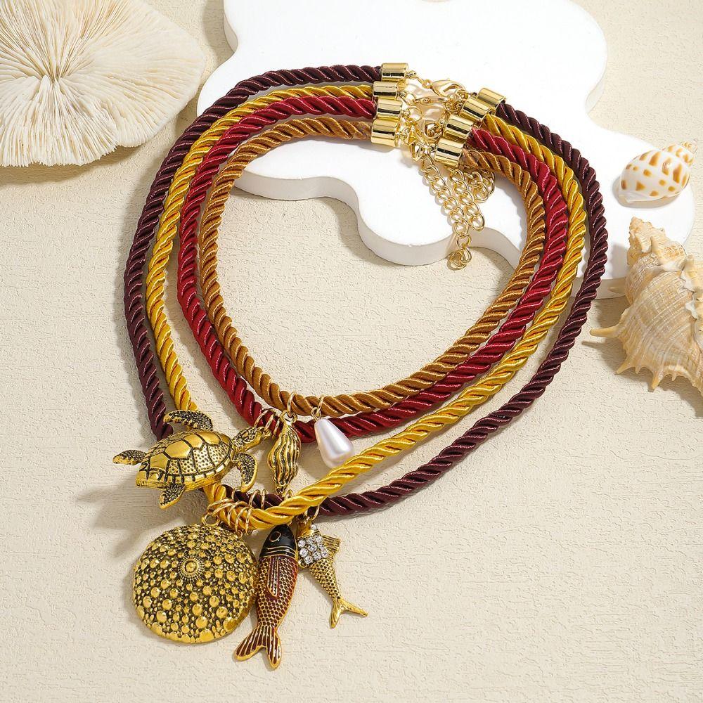 Marine Organism Charms Resin Flower Pendant Necklace Necklace Set Dopamine Necklace  Male