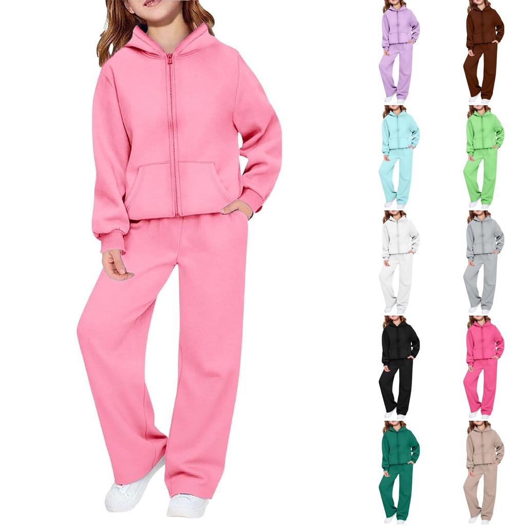 Kids Boys and Girls Hoodie Sweatshirt Set with Pants for Casual Sportswear