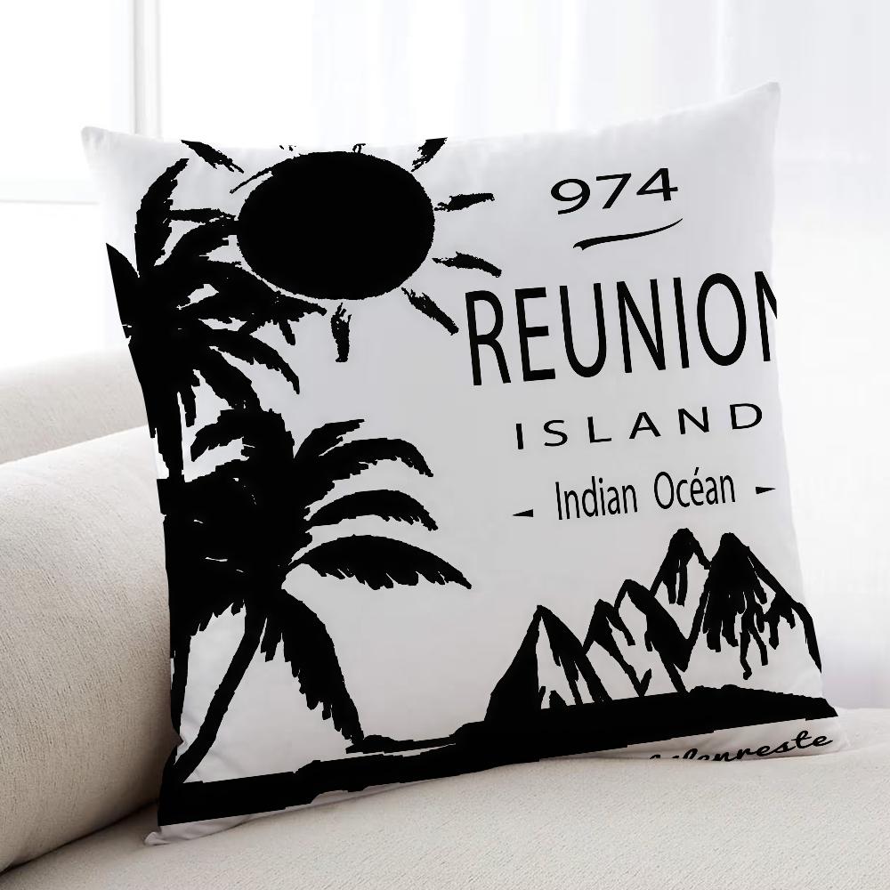 974 R-Reunion I-Island cushion cover Home Bedding Sofa living Room pillowcase Simple Soft Skin Cushion Cover Party Gift