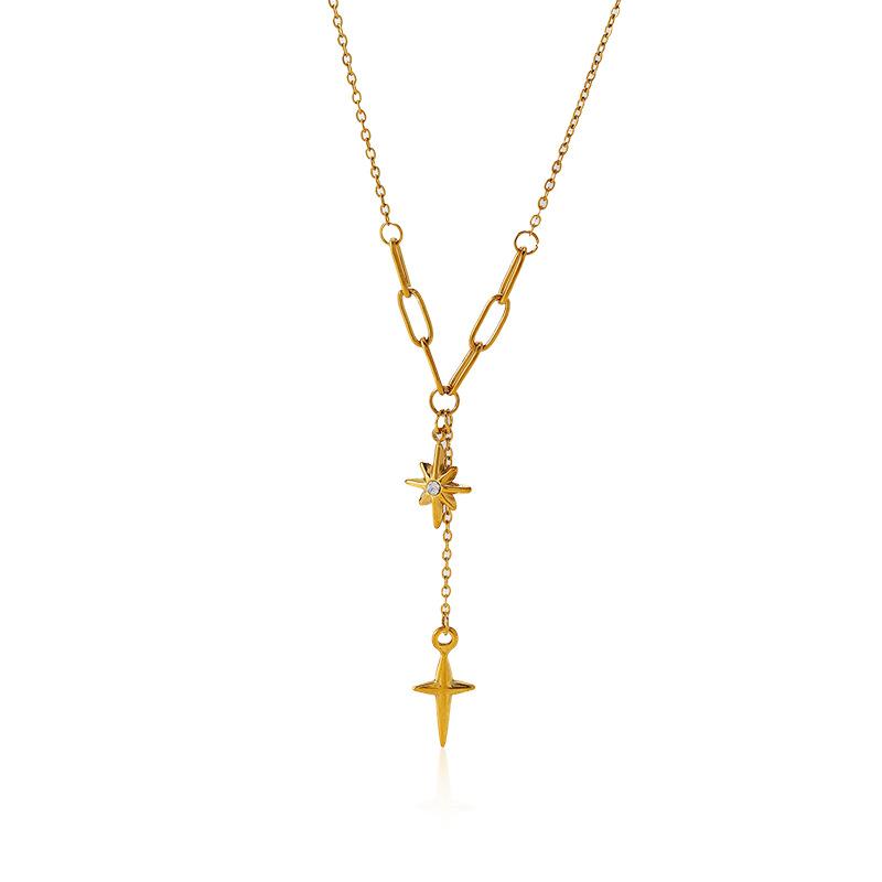 Unique Long Titanium Steel Necklace For Women Luxury Premium 18K Gold Sweater Chain Fashion Tarnish Free Necklace