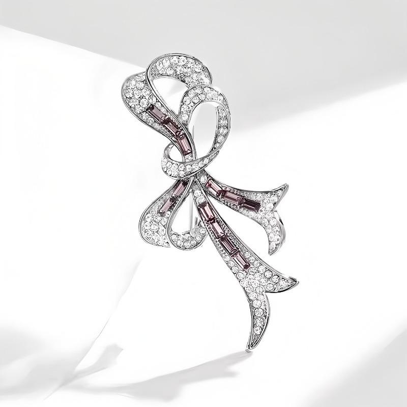 Bow Brooch, High-end Women's Simple and Versatile, Crystal Corsage, Niche Design Sense Brooch