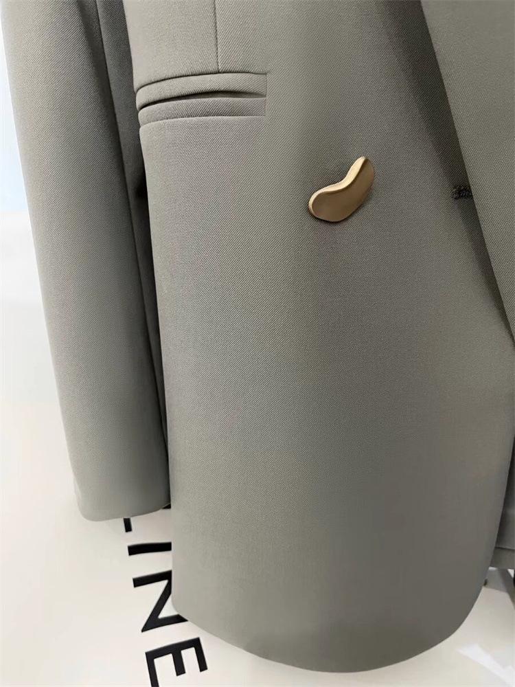 2024 Frühling/Herbst Damen Blazer im britischen Stil Grau Texturiert