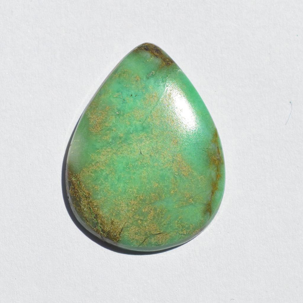 Natural Chrysoprase Gemstone Cabochon - Loose Semi Precious Stone 27 Carats Pear Shape 31x24 Mm, Jewelry Craft Supply