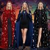 Tie Up Closure Star Moon Cape Soft Fabric Gothic Party Apparel Velvet Hooded Cloak  Fantasy Fans