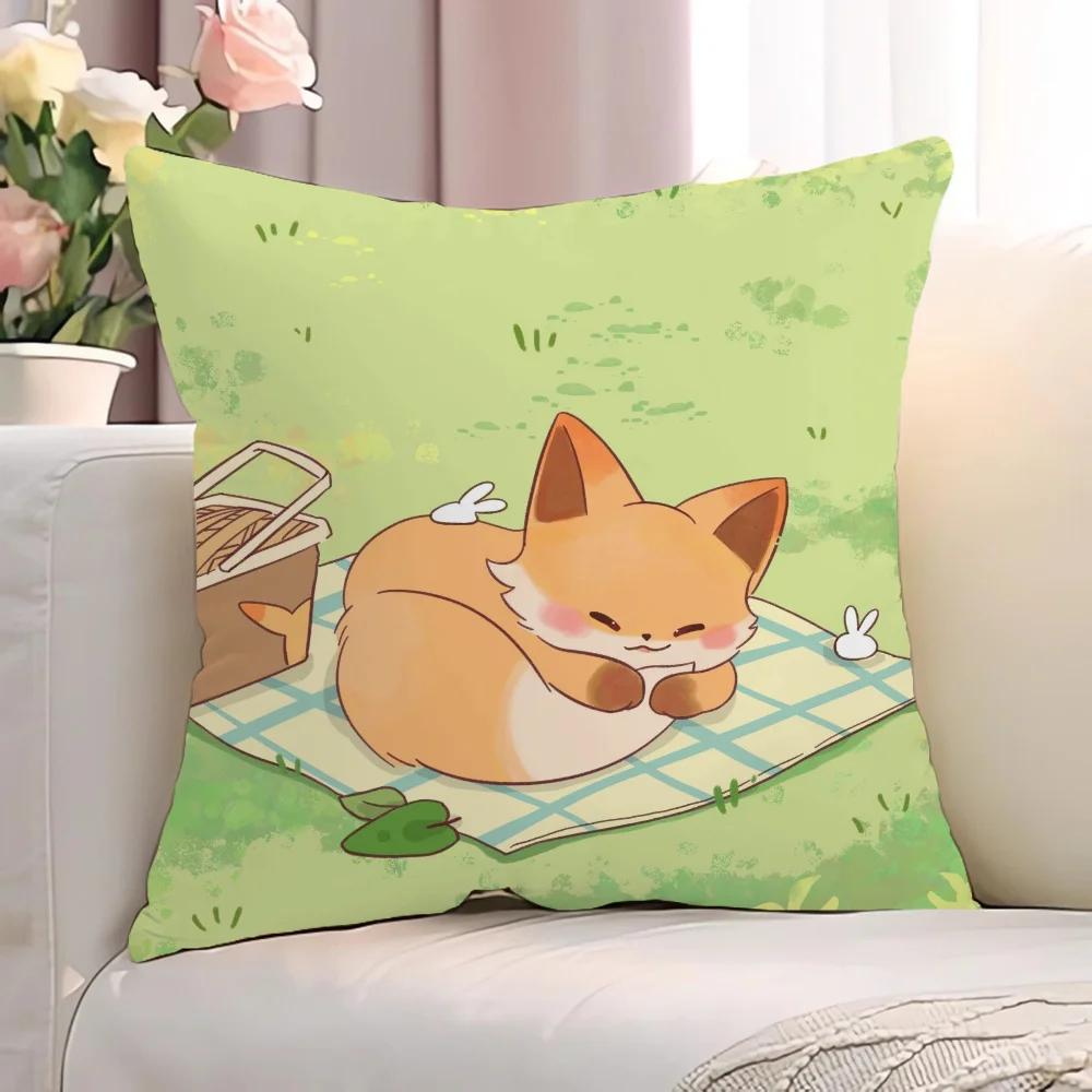Cartoon Fox Cushion Cover 50x50 Cushions Decorative Pillowcases 40x40 Ornamental Pillows for Living Room Lounge Chairs Pillow