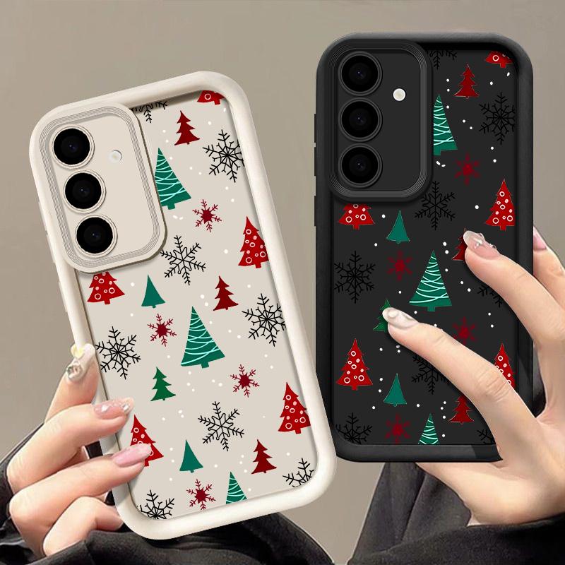 For Samsung Galaxy S25 Edge S24 Ultra S23 S22 Plus S21 FE A16 A26 A17 A35 A36 A54 A55 A56 5G Capa Christmas Tree Snowflake Case