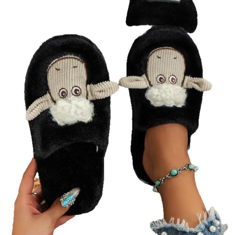 European and American Mao Mao slippers autumn and winter new home leisure flat cotton slippers
