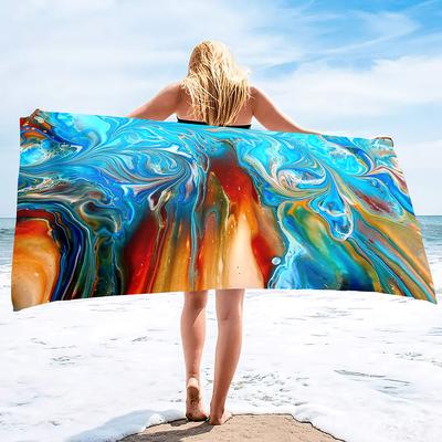 Marble Pattern Series Seaside Vacation Beach Towel Swimming Bath Towel Microfiber Towel