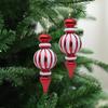 Yousheng 2 Pcs 7 Inch Finial Drop Christmas Tree Ornaments Red White Gourd Shape Hanging Ornaments Shatterproof Plastic Finial Pendant for Holiday